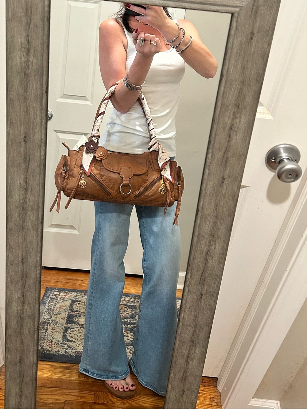 NWT Free People Sabo East West Bag in Saddle with Included Bags Charms & Scarf - Picture 4 of 16
